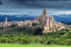 Serrans Prints: Old town skyline with Alcazar castle and Cathedral, Segovia, Castile and Leon, Spain
