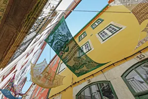 Centro Region Prints: Old town street decorated with Portuguese artefacts