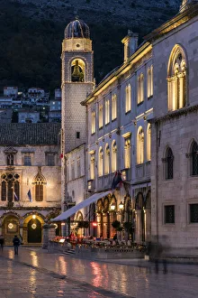 Old town street with Sponza Palace or Divona in the background, Dubrovnik, Croatia Old town street with Sponza Palace or Divona in the background, Dubrovnik, Croatia