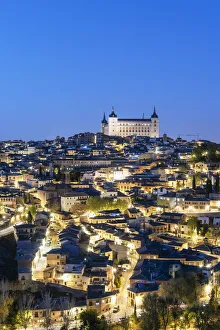 The Old Town of Toledo and the Alcazar at twilight, a Unesco World Heritage Site