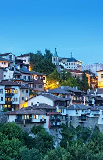 Veliko Turnovo Prints: The old town, Varosha, of Veliko Tarnovo at dusk. Bulgaria
