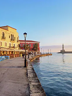 Navigation Prints: Old Town Waterfront at sunrise, City of Chania, Crete, Greece