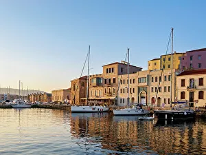 Old Town Waterfront at sunrise, City of Chania, Crete, Greece