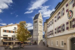 Historically Prints: Old town of Zell am See and parish church St. Hippolyt, Salzburger Land, Austria