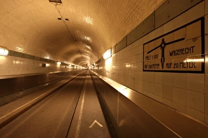 River Elbe Prints: The old Tunnel under the River Elbe in Hamburg, Germany
