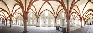 Hall Prints: Old vault in the Cistercian monastery Eberbach near Kiedrich, Rheingau, Hesse, Germany