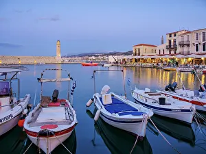 Navigation Prints: Old Venetian Port, dusk, City of Rethymno, Rethymno Region, Crete, Greece