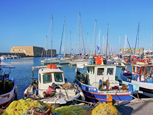 Old Venetian Port and The Koules Fortress, City of Heraklion, Crete, Greece