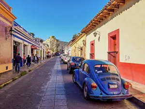 Automobile Prints: Old Volkswagen Beetle at Utrilla Street, San Cristobal de las Casas, Chiapas State, Mexico