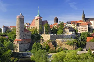 Historic City Prints: Old Water Art and St. Michaels Church, Bautzen, Upper Lusatia, Saxony, Germany
