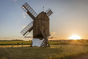 Bornholm Prints: Old windmill in Melsted on Bornholm, Denmark