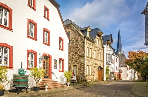 Moselle Wine Prints: Old wine press and winery in the old town of Kues