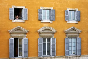 Old Woman looking out of Window, Rome, Italy