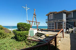 Images Dated 13th September 2022: Old wooden boat in front of house of Pablo Neruda, Pablo Neruda Museum, Isla Negra, El Quisco
