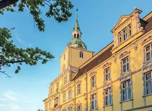 Castle Square Prints: Oldenburg Castle in the evening light, Oldenburger Land, Lower Saxony, Germany