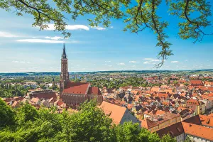 The oldtown of Landshut seen from Castle Trausnitz, Landshut, Lower Bavaria, Bavaria
