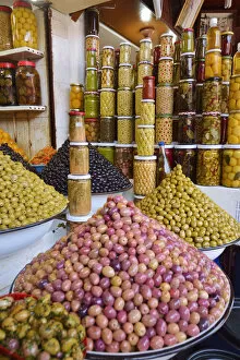 Olives for sale at the souk. Marrakech, Morocco