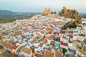 Cadiz Prints: Olvera with the cathedral in the background, Olvera, Andalusia, Spain