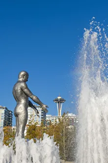 Jbanks Prints: Olympic Sculpture Park and space needle, Seattle Washington, USA