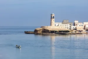 Oman, Al Ayjah, Sur, the pretty harbour and forts of Ayiah