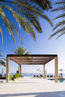 Oman. Muscat Governorate, Muscat. The pool area at Al Bustan Palace Hotel
