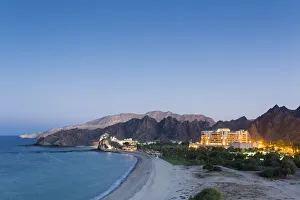 Oman. Muscat Governorate, Muscat. Elevated view of the Ritz Carlton Al Bustan Palace