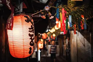 Lifestyle Prints: Omoide Yokocho is a maze of small alleys filled with izakaya restaurants, Tokyo, Japan