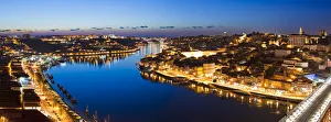 Wineries Prints: Oporto, capital of the Port wine, with the Douro river at sunset, Portugal