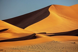 Sossusvlei Prints: Orange sand dunes and blue sky