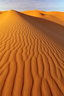Erg Chebbi Prints: Orange sand dunes and ripples, Erg Chebbi, Sahara Desert, near Merzouga, Morocco