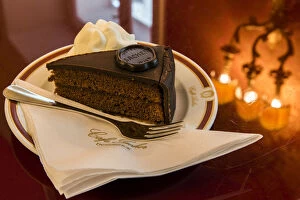 Images Dated 18th July 2016: The original Sachertorte chocolate cake served at Cafe Sacher, Innsbruck, Tyrol, Austria