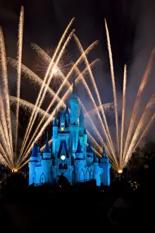 Fireworks Prints: Orlando, Florida, USA. The Wishes fireworks show at Disneys Magic Kingdom