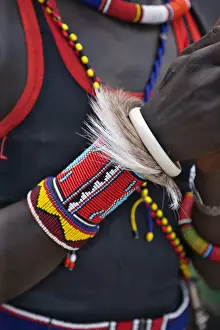 Jewellery Prints: The ornaments of a Pokot warrior including a ring of goat skin which would have been slaughtered for a ceremony