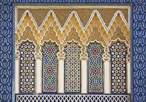 Images Dated 21st December 2020: Ornate detail with coloured tiles, Royal Palace, Fez-el-Jedid, Fez (Fes), Morocco