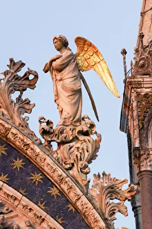 Saint Mark Prints: Ornate details on on Basilica di San Marco, Venice, Veneto, Italy