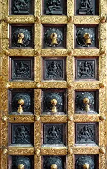 Temples Prints: Ornate door to Sri Veeramakaliamman Hindu Temple, Little India, Singapore