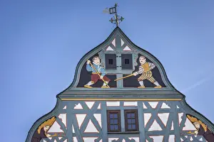 Bad Camberg Prints: Ornate half-timbered house on the market square of Bad Camberg, Hesse, Germany