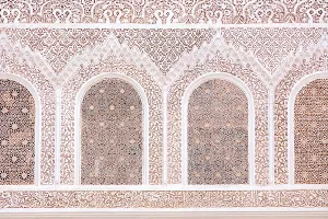Koranic School Prints: Ornate plasterwork, Ben Youssef Medersa (old Koranic school), Marrakech, Morocco