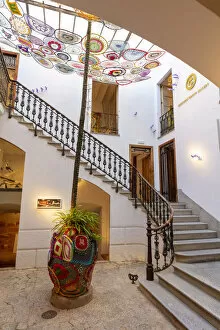 Ornate staircase in the Old Town, Palma de Mallorca, Mallorca, Balearic Islands; Spain