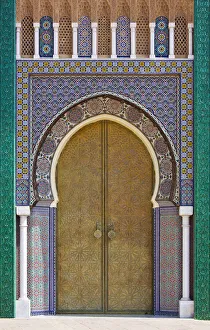 Fez El Jedid Prints: Ornate tiled doorway at the Royal Palace, Fez, Morocco