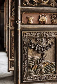 Ornate wooden doors, Confucian Temple, Jianshui, Yunnan Province, China