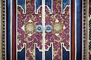 Painted Prints: Ornately decorated door in a private house in Ubud, Bali, Indonesia