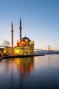 Mosque Prints: Ortakoy Camii (Mosque) and the Bosphorus Bridge, Ortakoy, Istanbul, Turkey