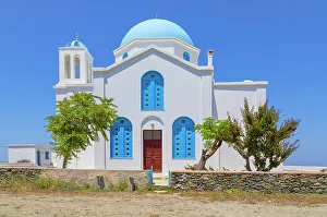 Orthodox Church Prints: Orthodox church, Ano Meria village, Folegandros Island, Cyclades Islands, Greece
