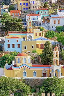 Aegean Prints: Orthodox church, Chorio, Symi Island, Dodecanese Islands, Greece