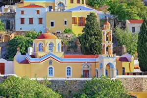 Chorio Prints: Orthodox church, Chorio, Symi Island, Dodecanese Islands, Greece