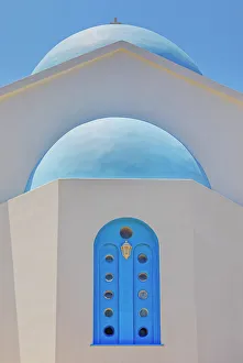 Orthodox Prints: Orthodox church facade, Ano Meria village, Folegandros Island, Cyclades Islands, Greece
