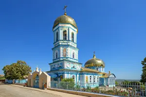 Orthodox Church Prints: Orthodox church of Sarichioi at the Lake Lacul Razim near Tulcea, Dobrudscha, Romania