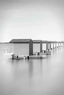 Osea beach huts, Maldon, Essex, England