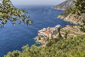 Orthodox Christian Prints: Osiou Gregoriou monastery, Mount Athos, Athos peninsula, Greece
